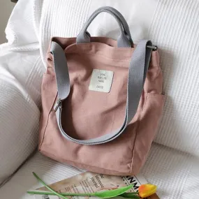 Vintage Upcycle Casual Patchwork Large Canvas Shoulder pink Bag