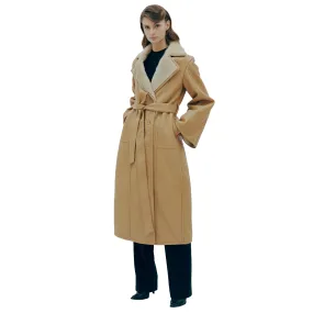 Violet Camel Reversible Bonded Faux Leather & Faux Fur Coat