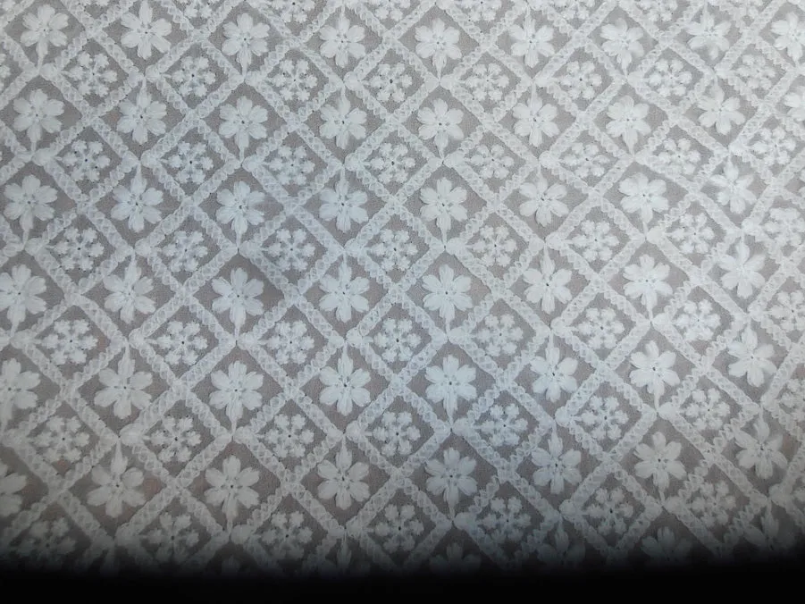 viscose Georgette fabric heavily embroidered 44&quot;wide ( hakoba style )