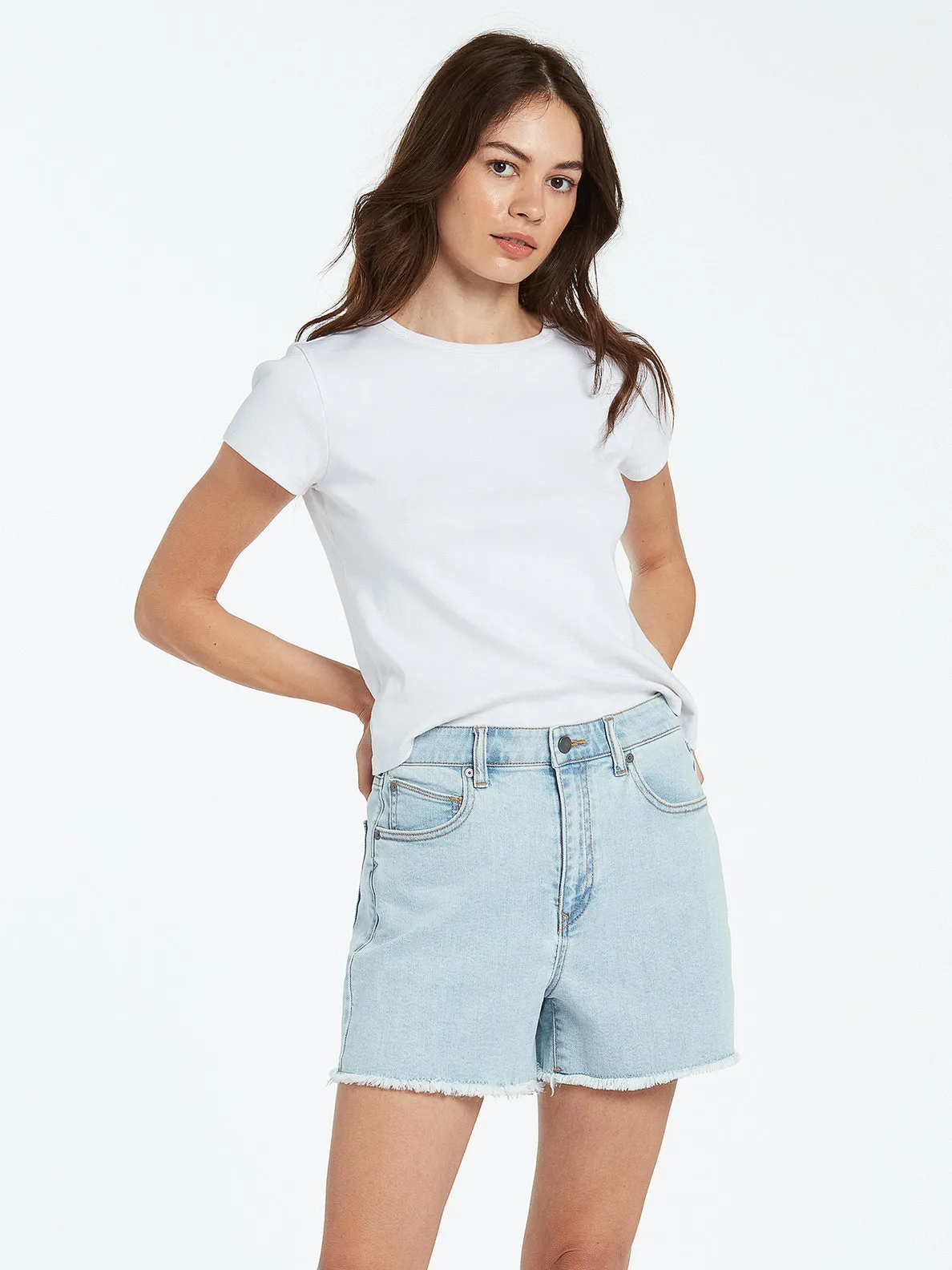 Volcom Stone Step Hi-Rise Shorts-Thrifter Blue Light