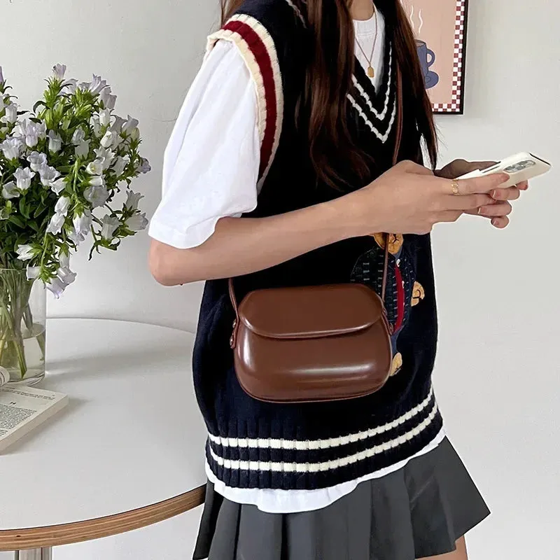 Vvsha 2024 Flap Crossbody Bags Women Mini PU Leather Shoulder Purses and Handbags for Girls Ladies Phone Simple Solid Designer Bag