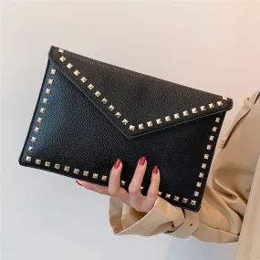 Vvsha Fashion rivet Women Clutches Luxury Party ladies Dinner bag PU leather handbag female clutch purse Brand design Envelope bag