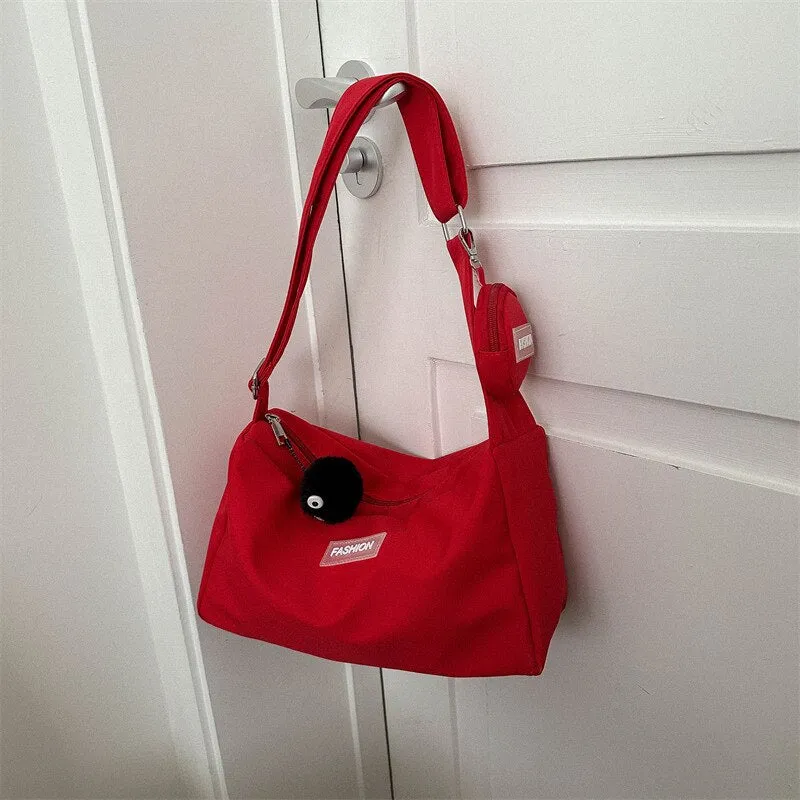 Vvsha INS Fresh Campus Canvas Bag 2023 Spring New Style Bag Women's Bag Fashion Network Red Girl One Shoulder Crossbody Bag