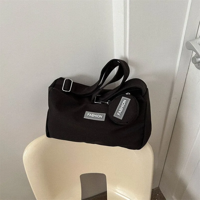 Vvsha INS Fresh Campus Canvas Bag 2023 Spring New Style Bag Women's Bag Fashion Network Red Girl One Shoulder Crossbody Bag