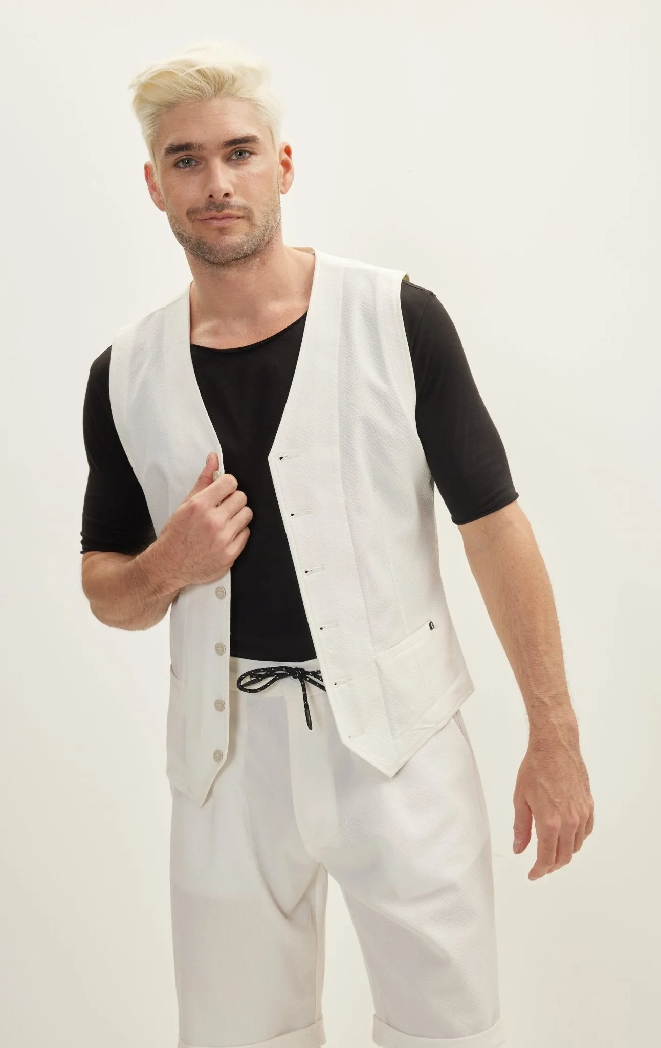 Waffle Stretch Beach day Vest - Off White