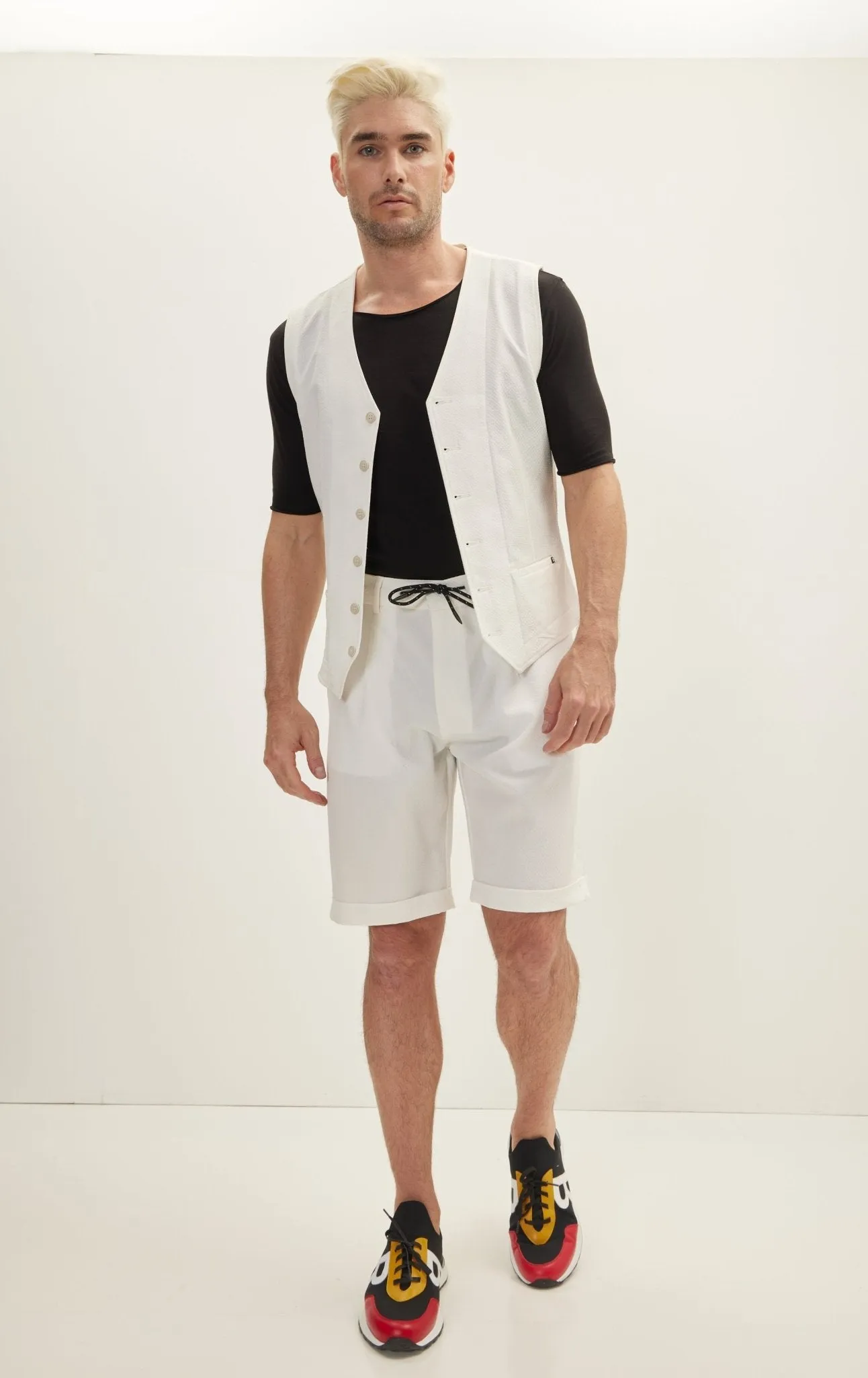 Waffle Stretch Beach day Vest - Off White