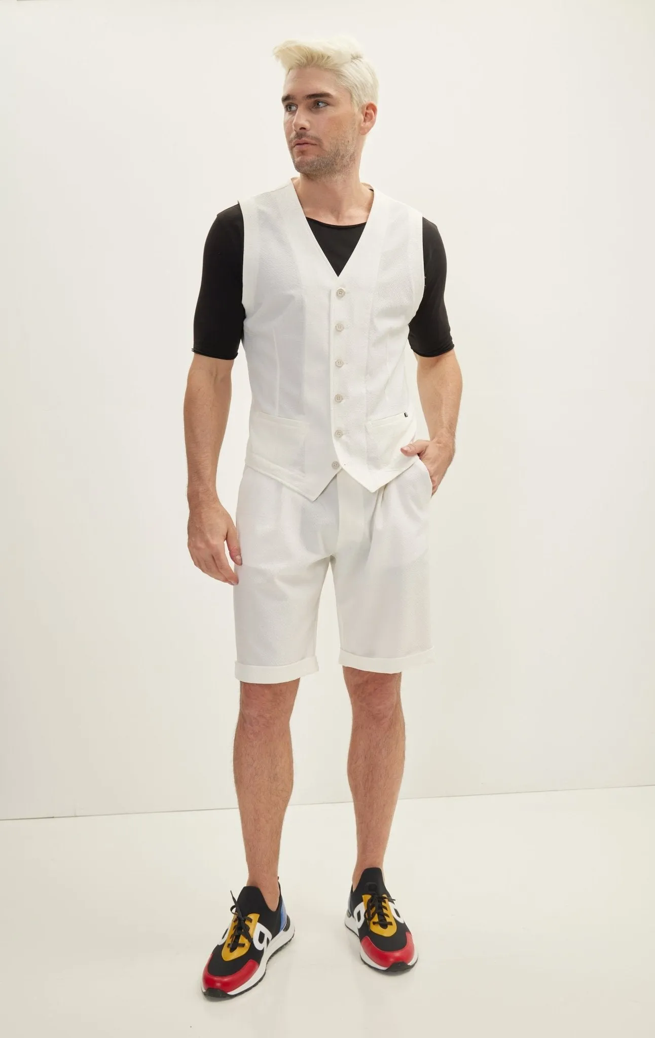 Waffle Stretch Beach day Vest - Off White