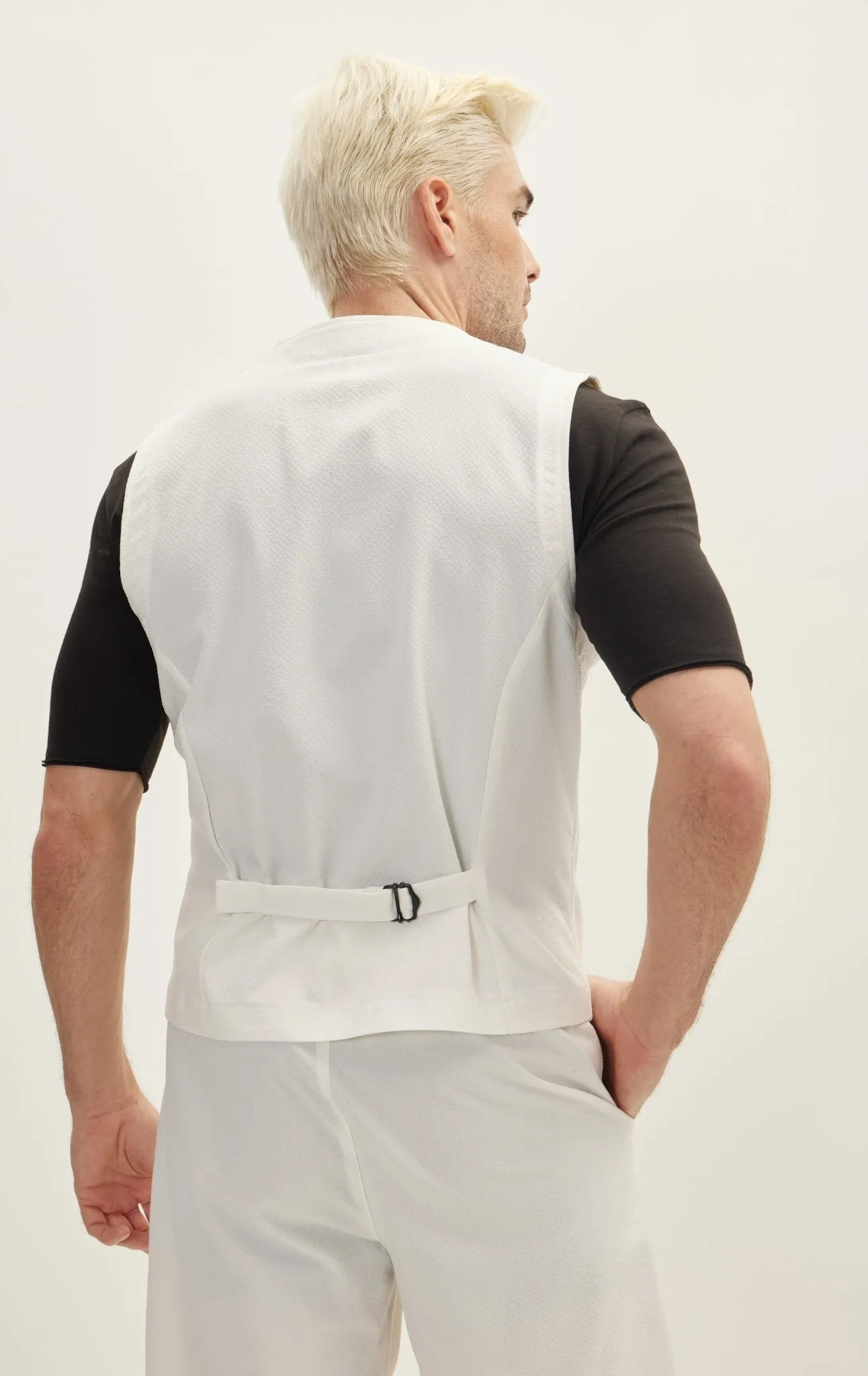 Waffle Stretch Beach day Vest - Off White