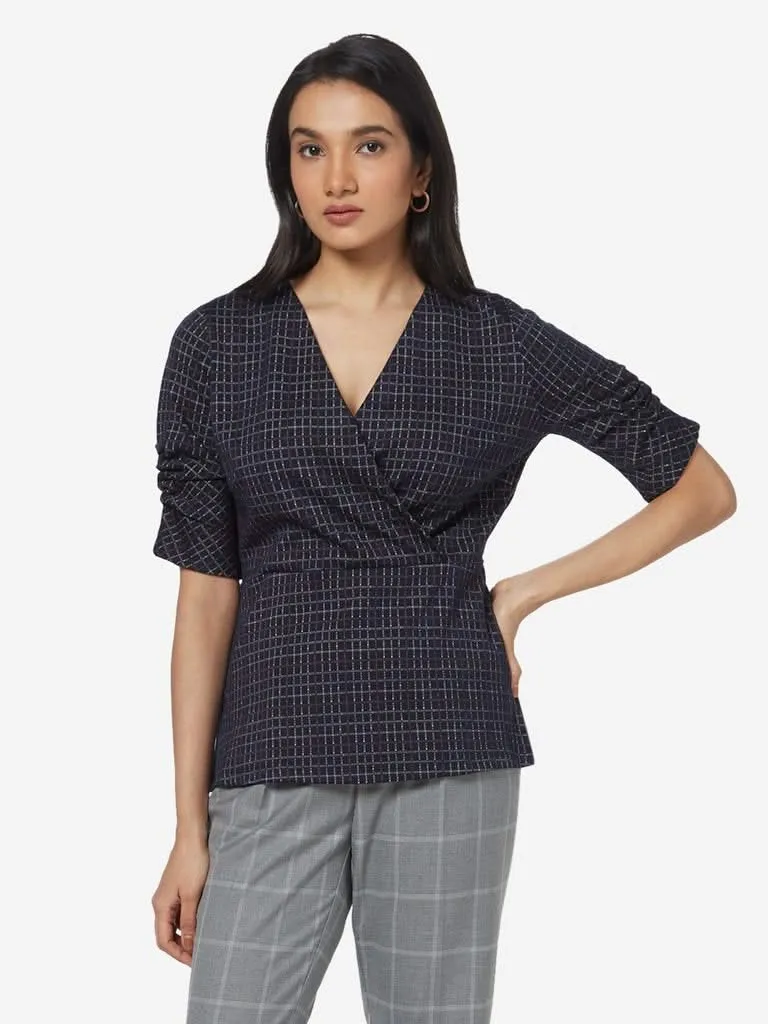 Wardrobe Navy Checkered Whisky Top