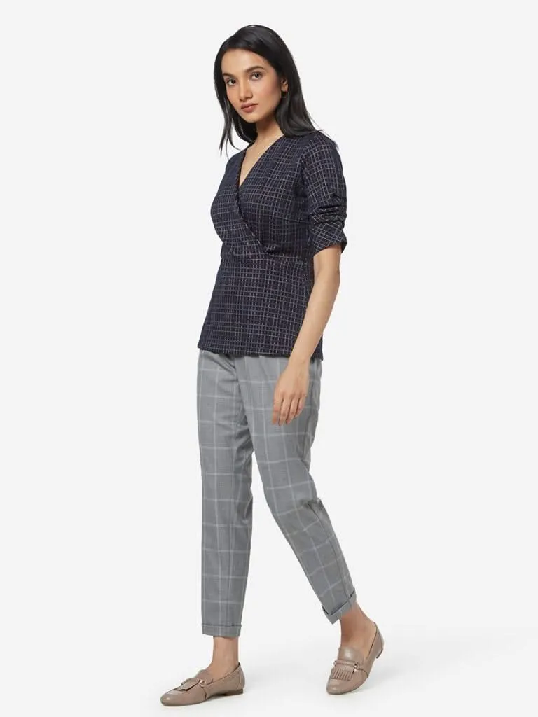 Wardrobe Navy Checkered Whisky Top