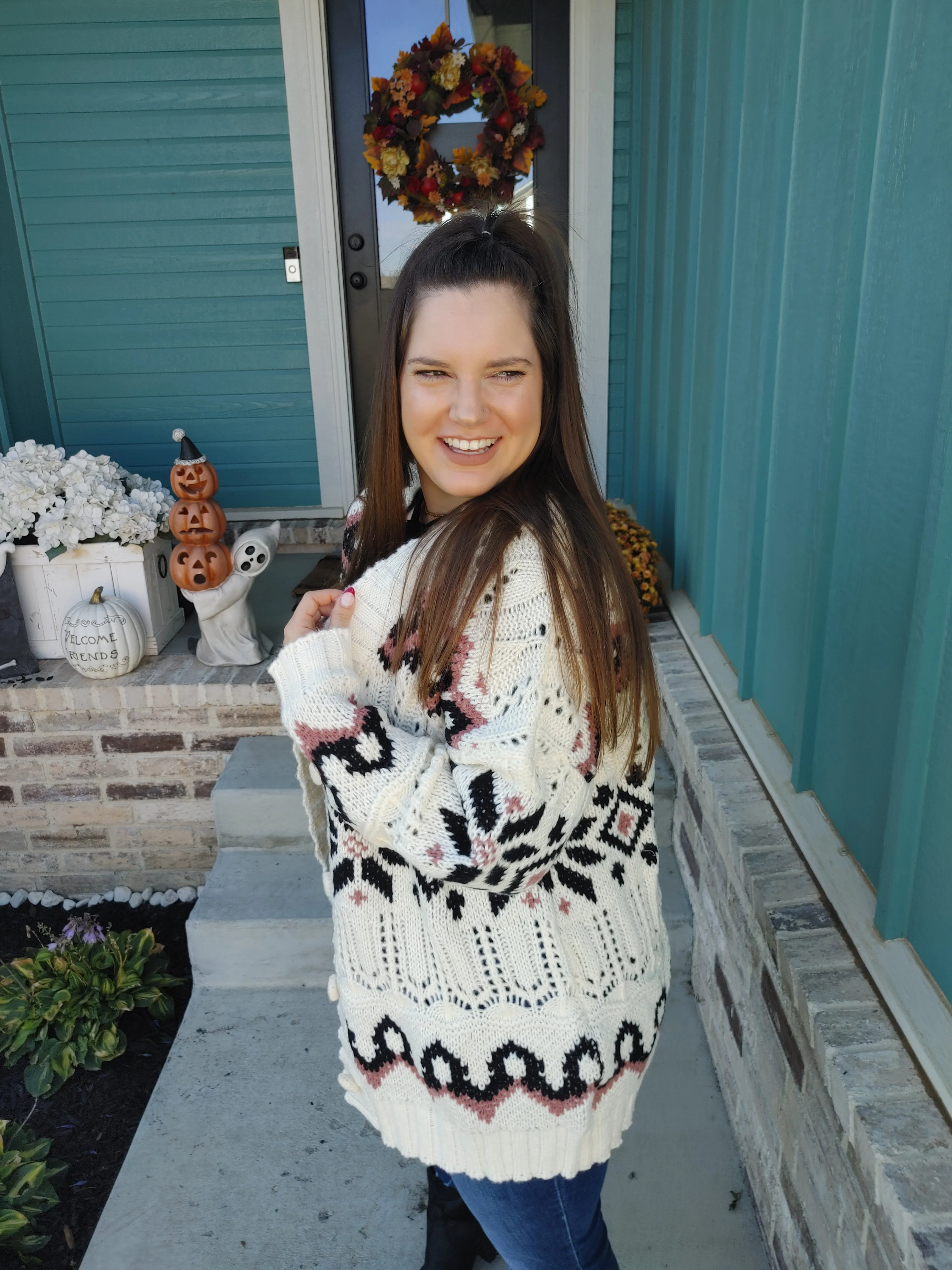 Warm & Cozy Chunky Snowflake Cardigan