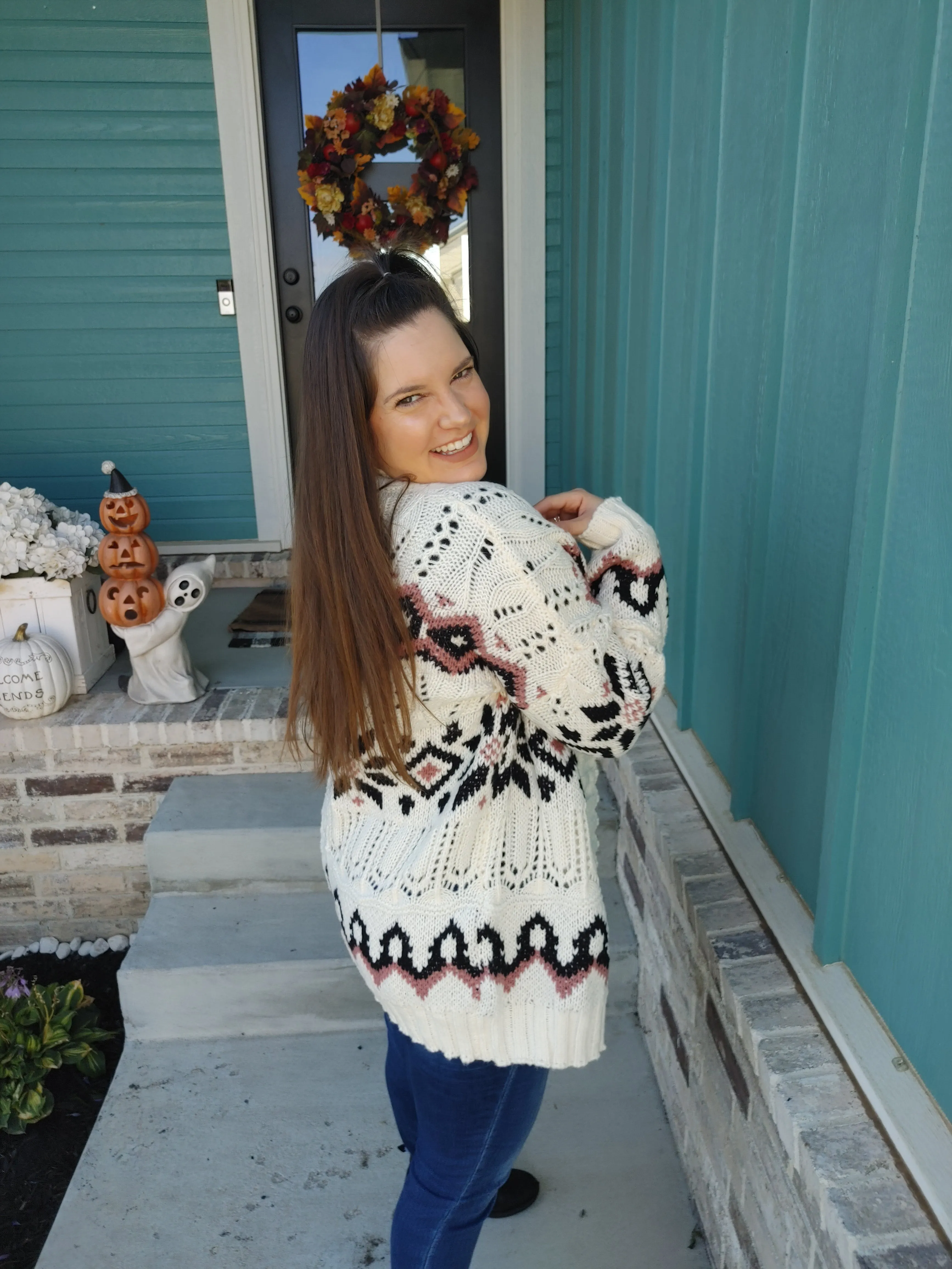 Warm & Cozy Chunky Snowflake Cardigan