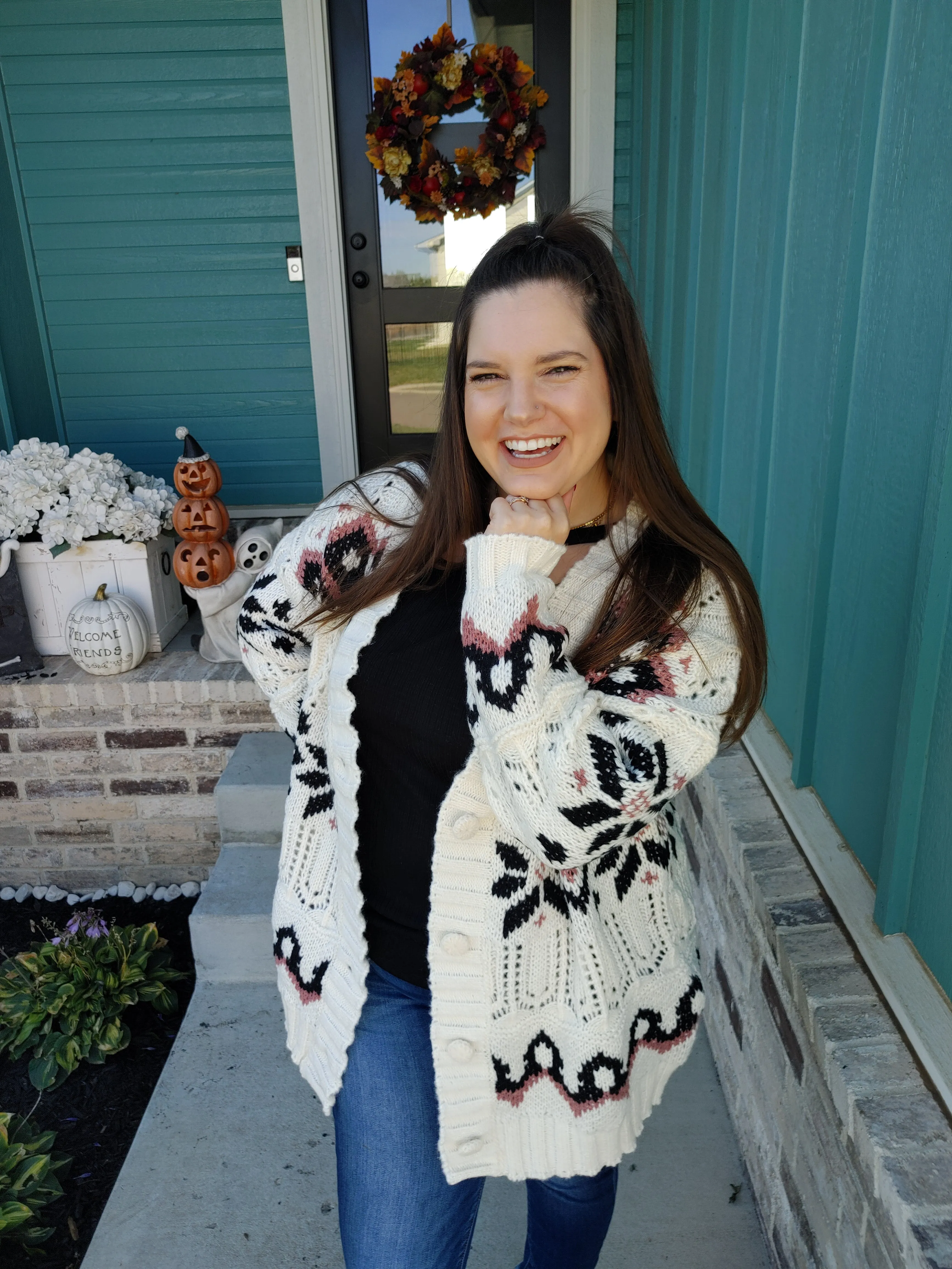Warm & Cozy Chunky Snowflake Cardigan