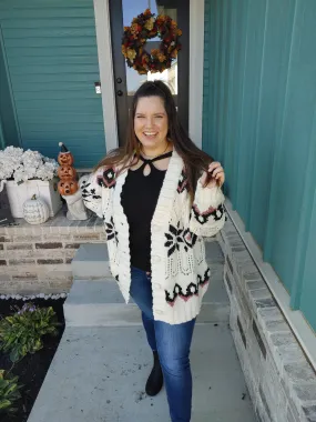 Warm & Cozy Chunky Snowflake Cardigan
