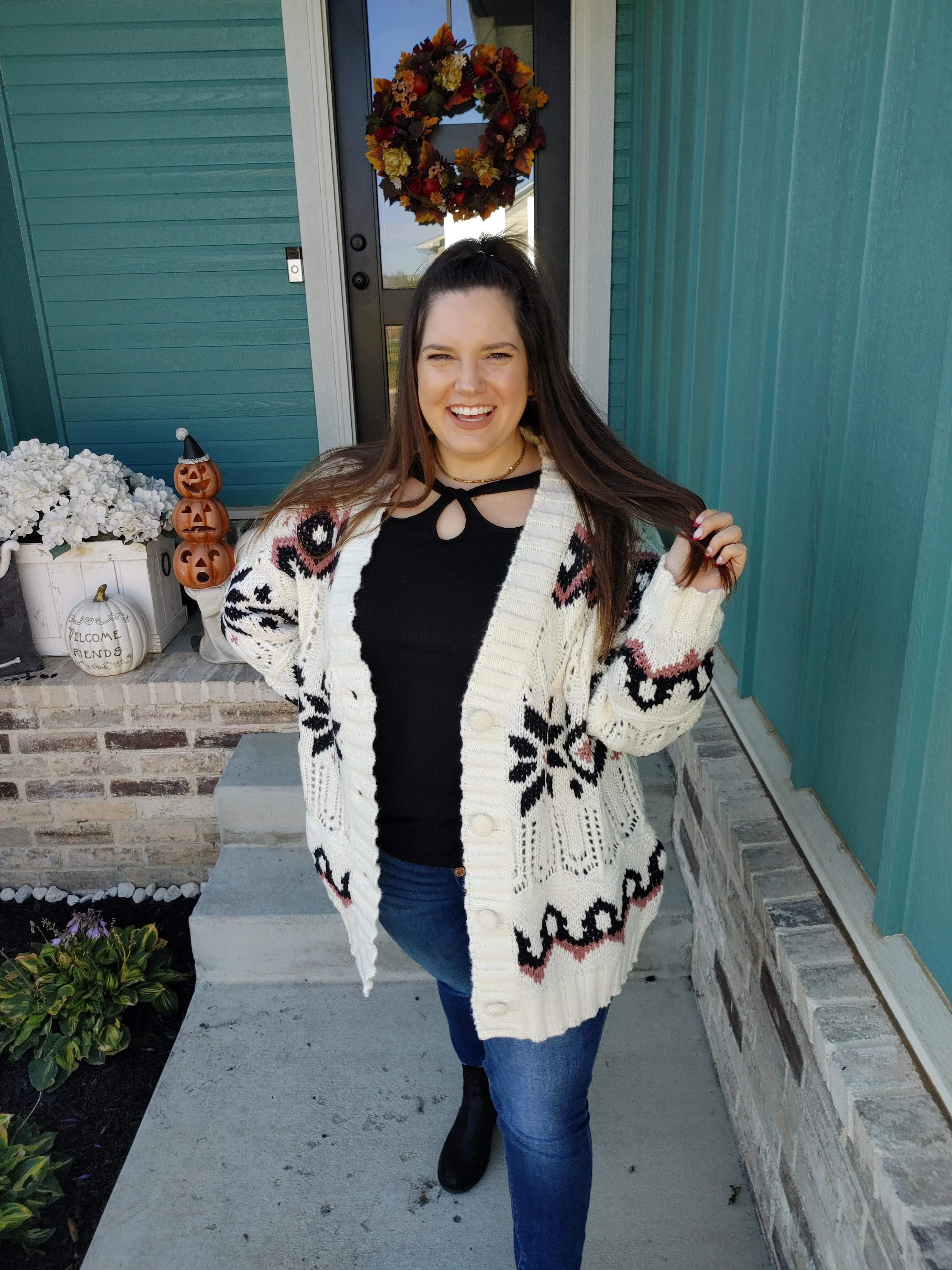 Warm & Cozy Chunky Snowflake Cardigan
