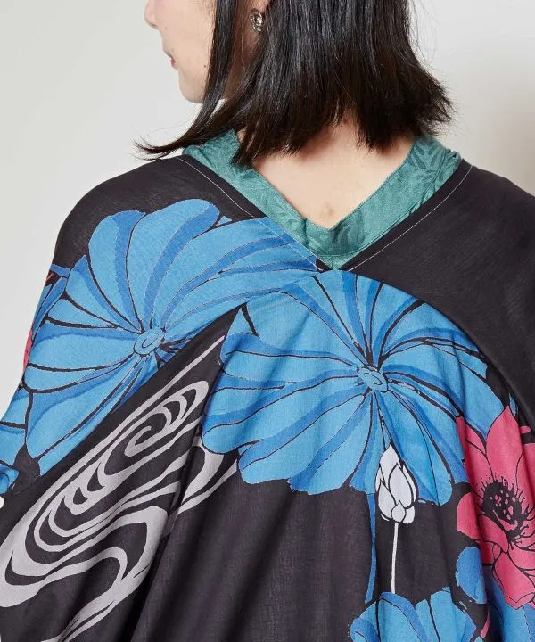 WATARI - Cotton Rose Print Reversible Kimono
