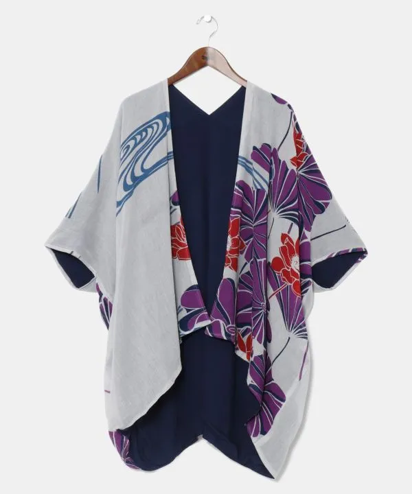 WATARI - Cotton Rose Print Reversible Kimono