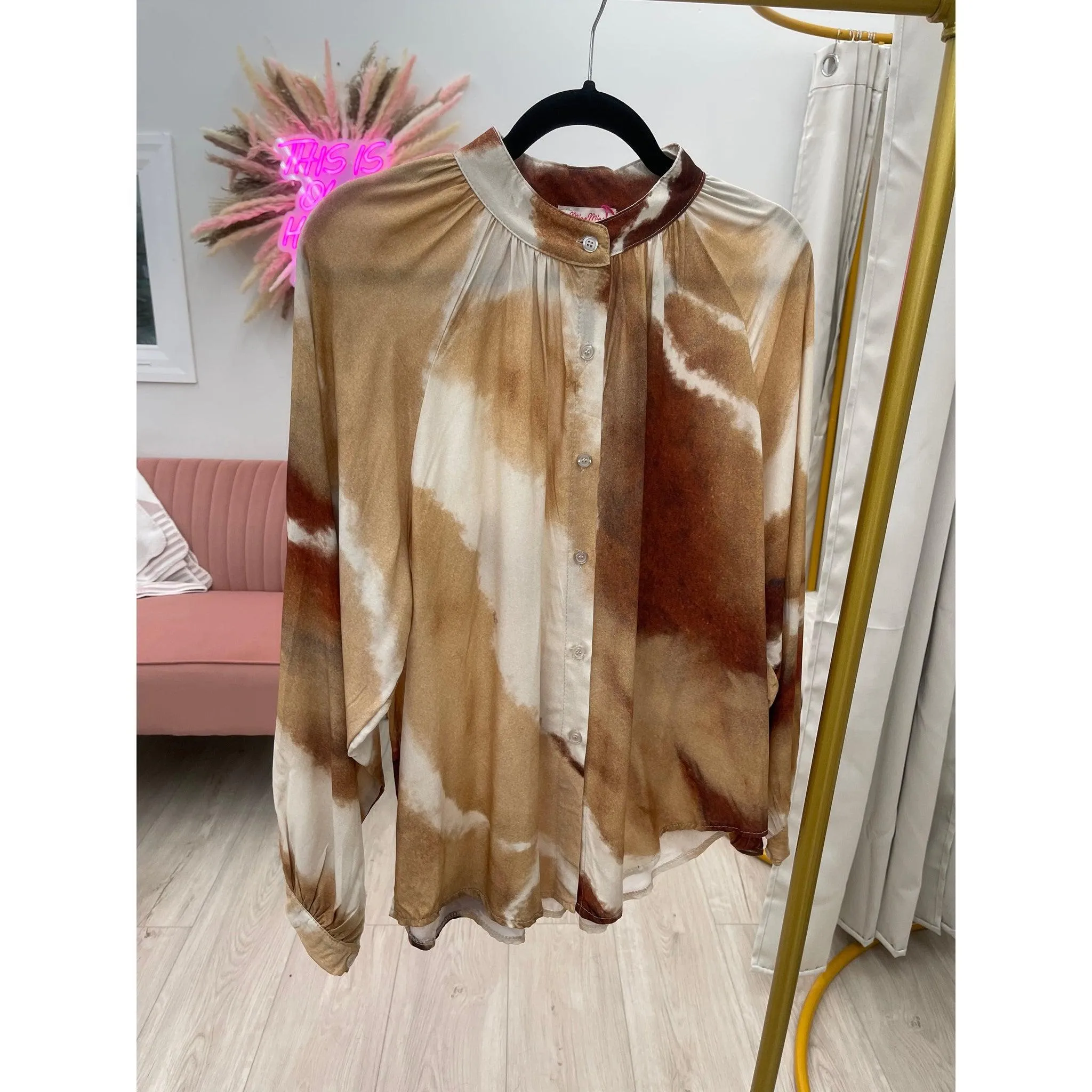 Watercolor Top - Neutral O/S