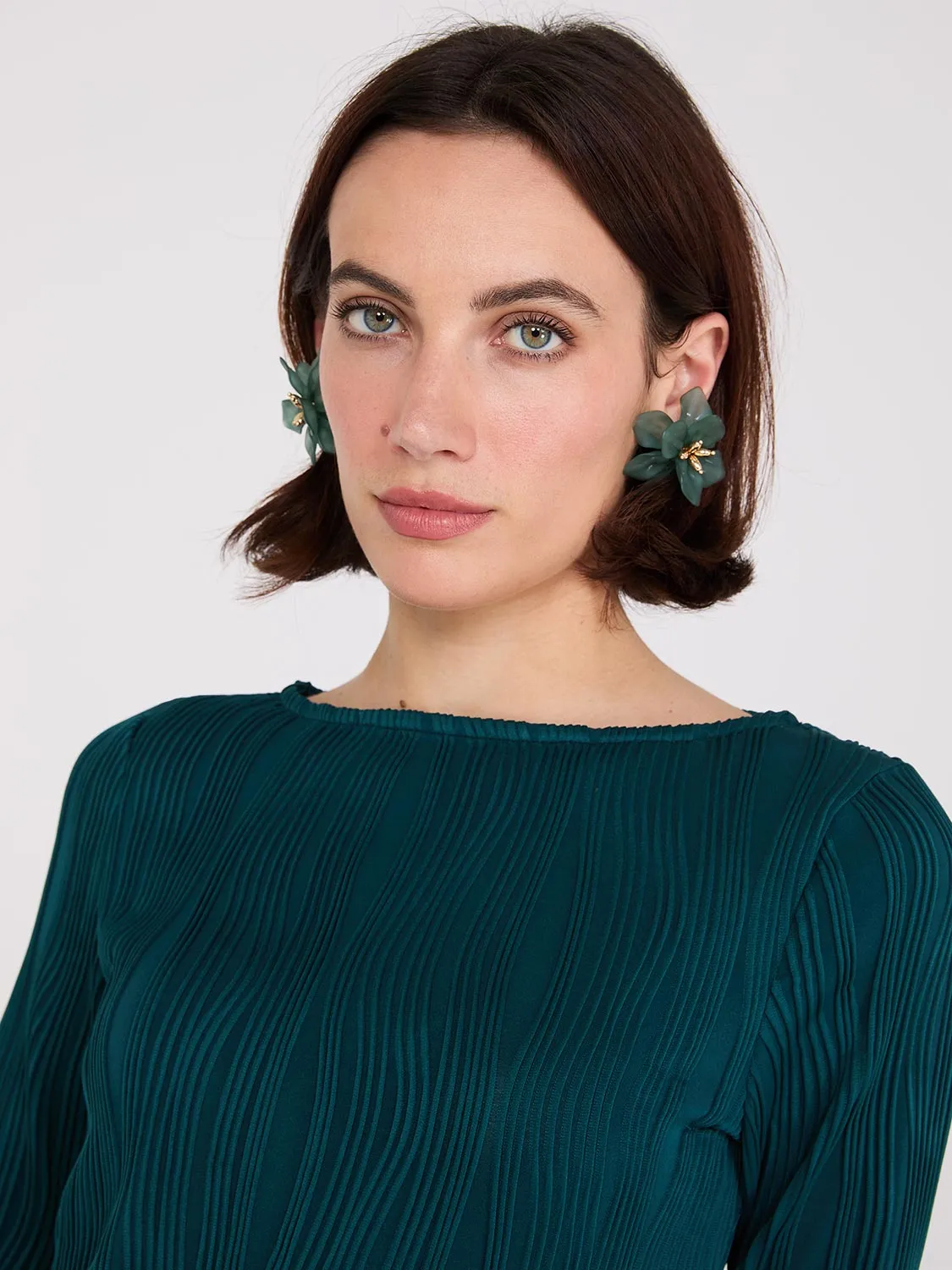 Wave Pattern Boat Neck Top