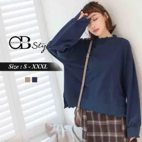 WAVE STAND COLLAR SLIT TOPS