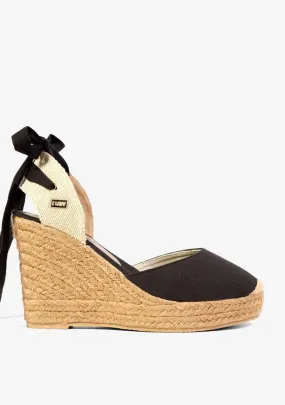 Wedge Shoe Espadrilles Capri Black Bow