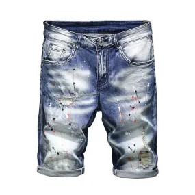 West Louis™ Ripped Stretch Hip Hop Denim Shorts