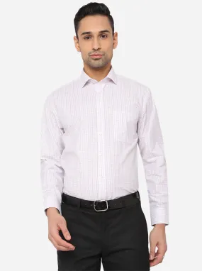 White & Brown Checked Regular Fit Formal Shirt | Greenfibre