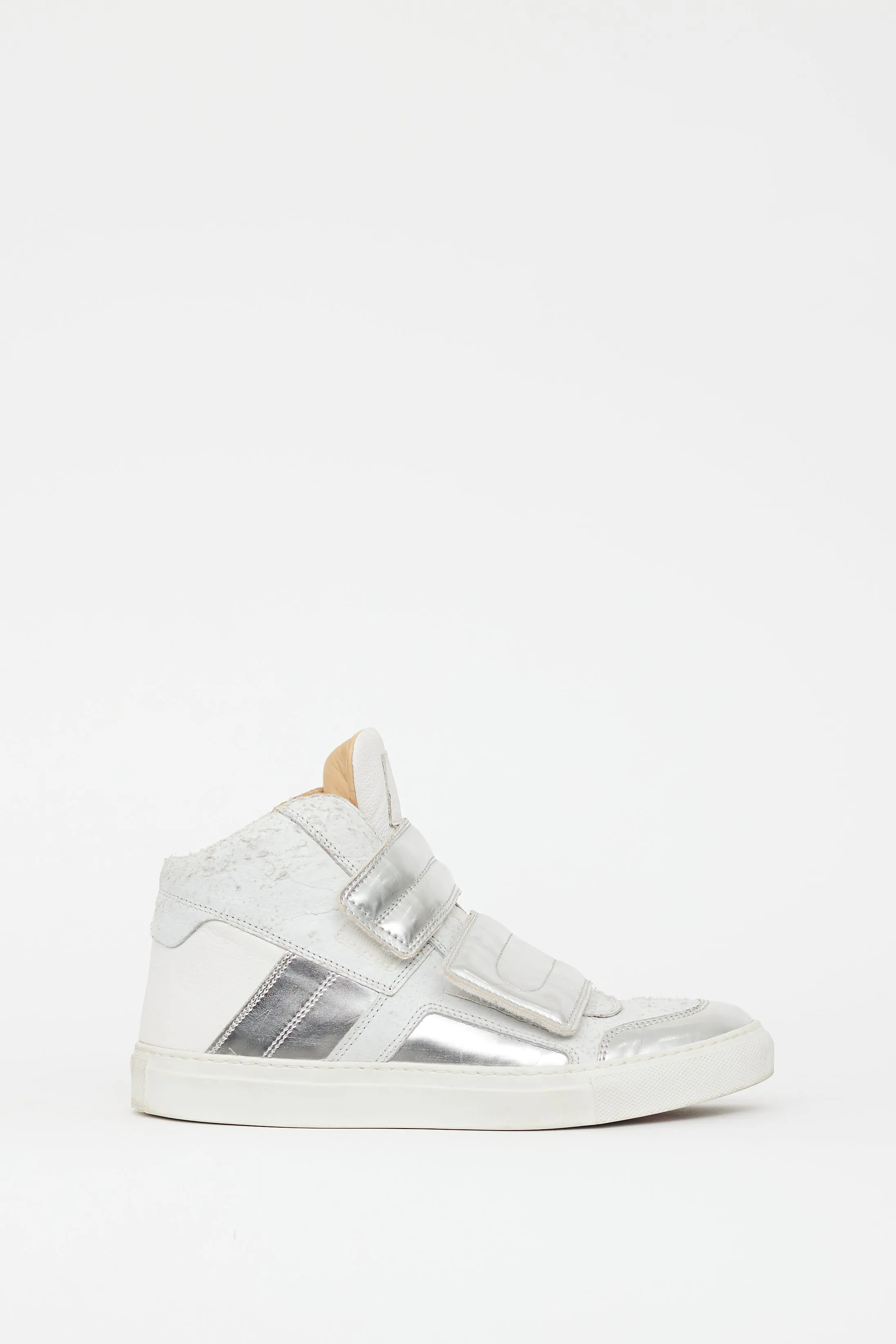 White & Silver Leather Mirror Sneaker