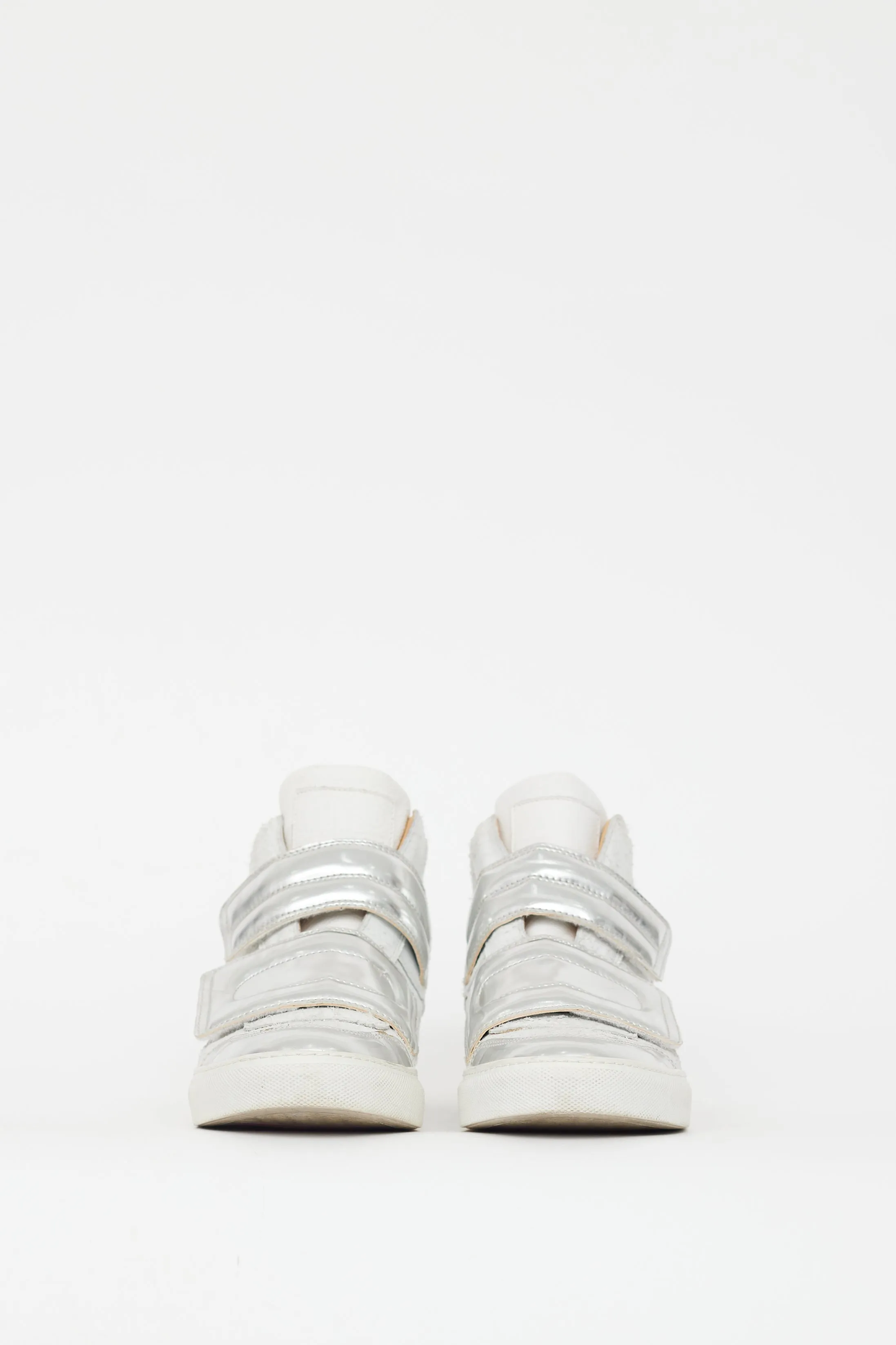 White & Silver Leather Mirror Sneaker