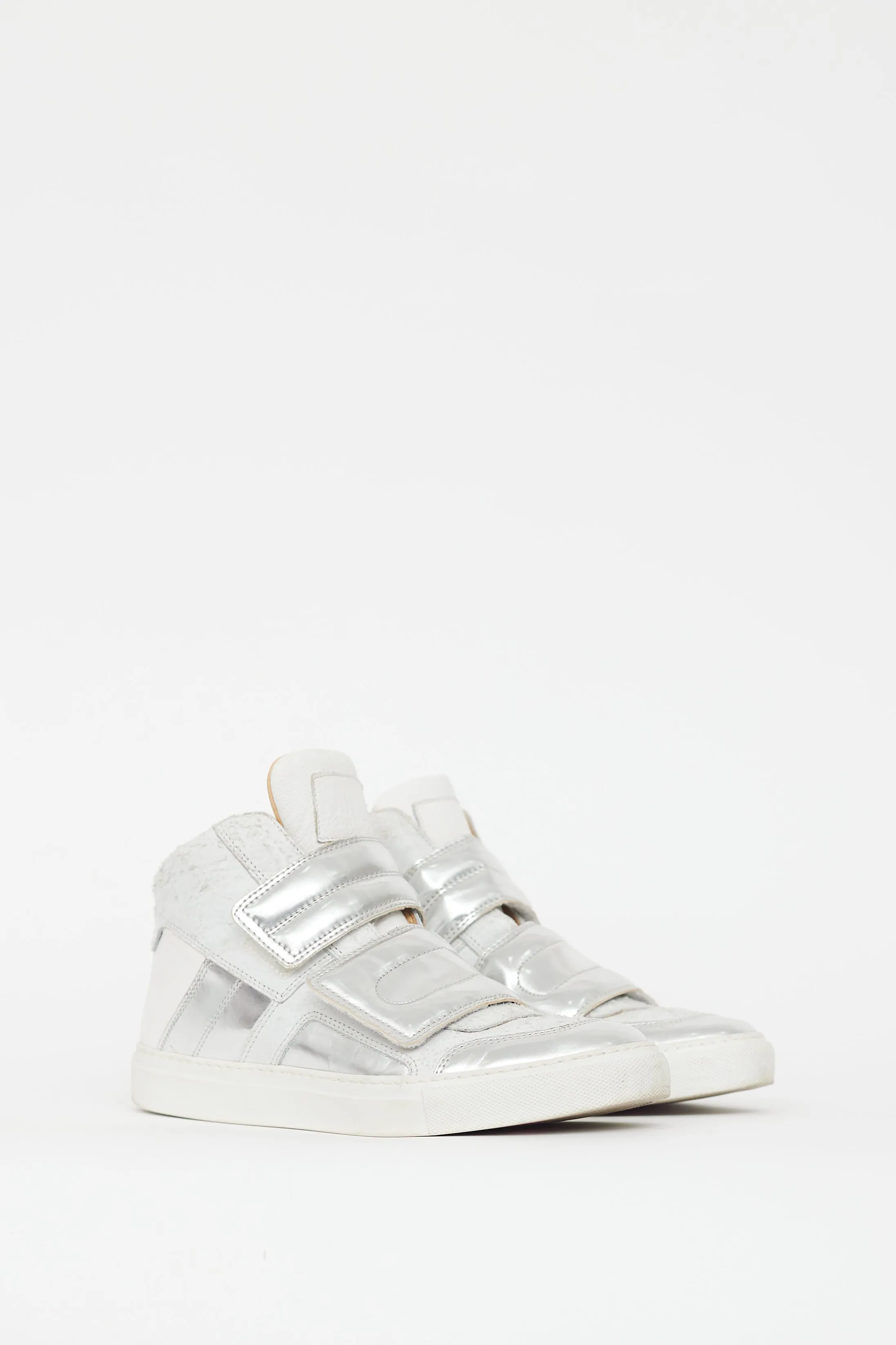 White & Silver Leather Mirror Sneaker