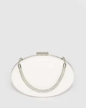 White Carmen Crystal Handle Clutch Bag