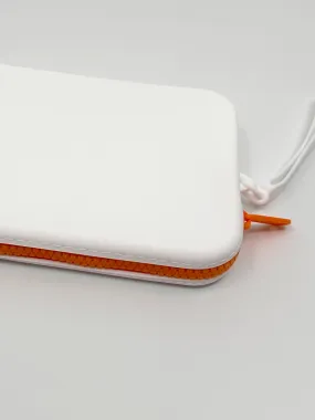 White Clutch with Orange Zip