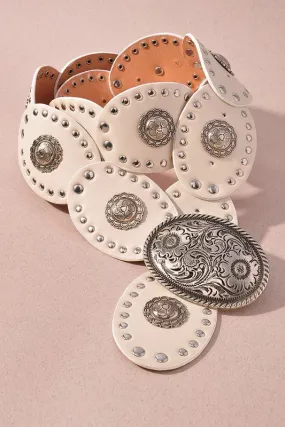 WHITE DISC LINK BOHO BELT