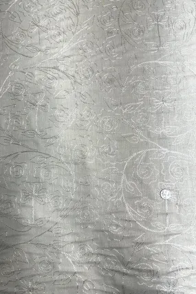 White Embroidered Silk Linen MEMT-018-30