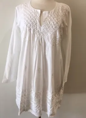 White Embroidered Tunic Top