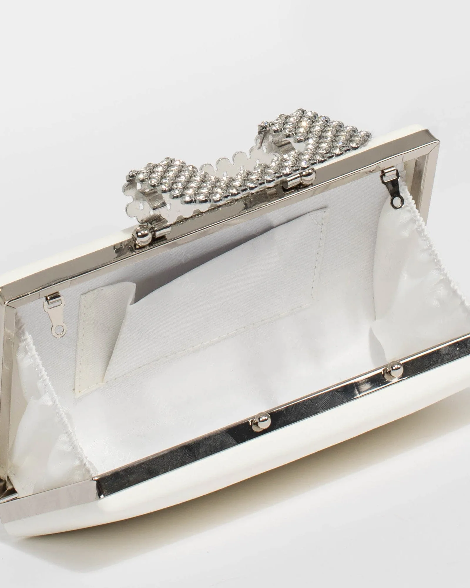 White Karima Crystal Clutch Bag
