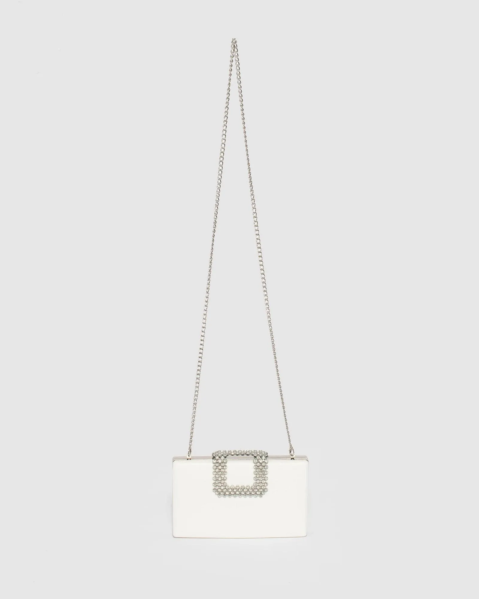 White Karima Crystal Clutch Bag