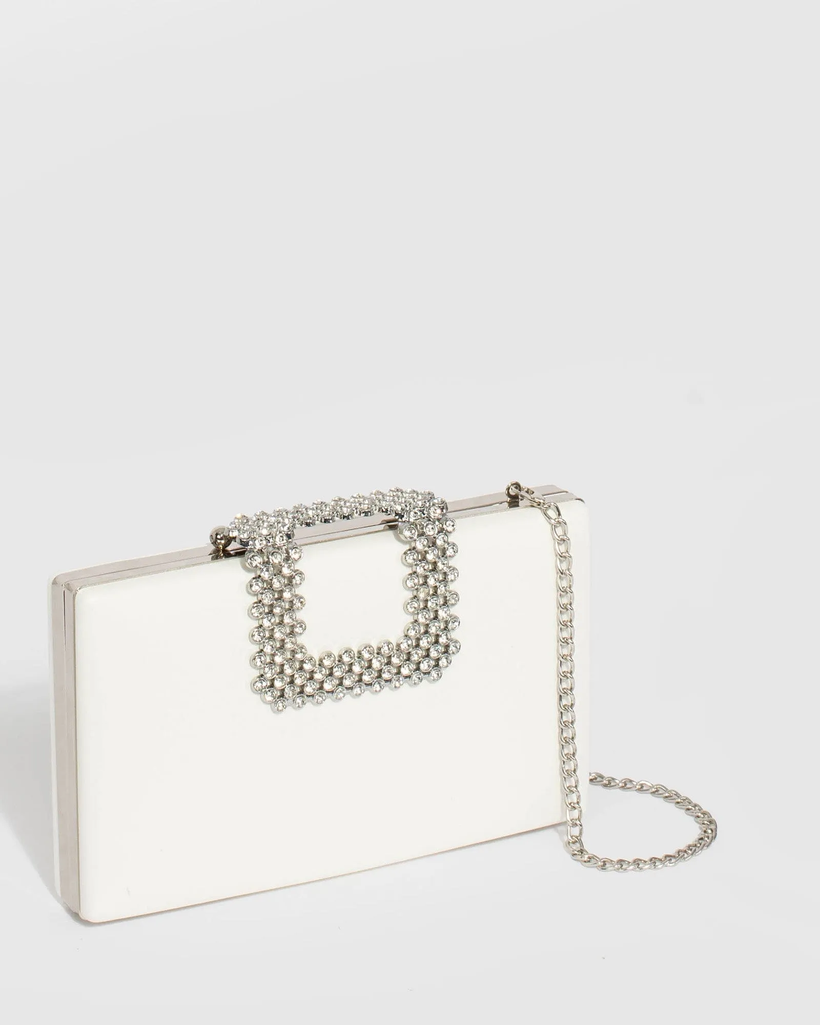 White Karima Crystal Clutch Bag