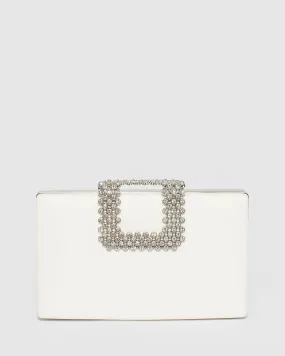 White Karima Crystal Clutch Bag