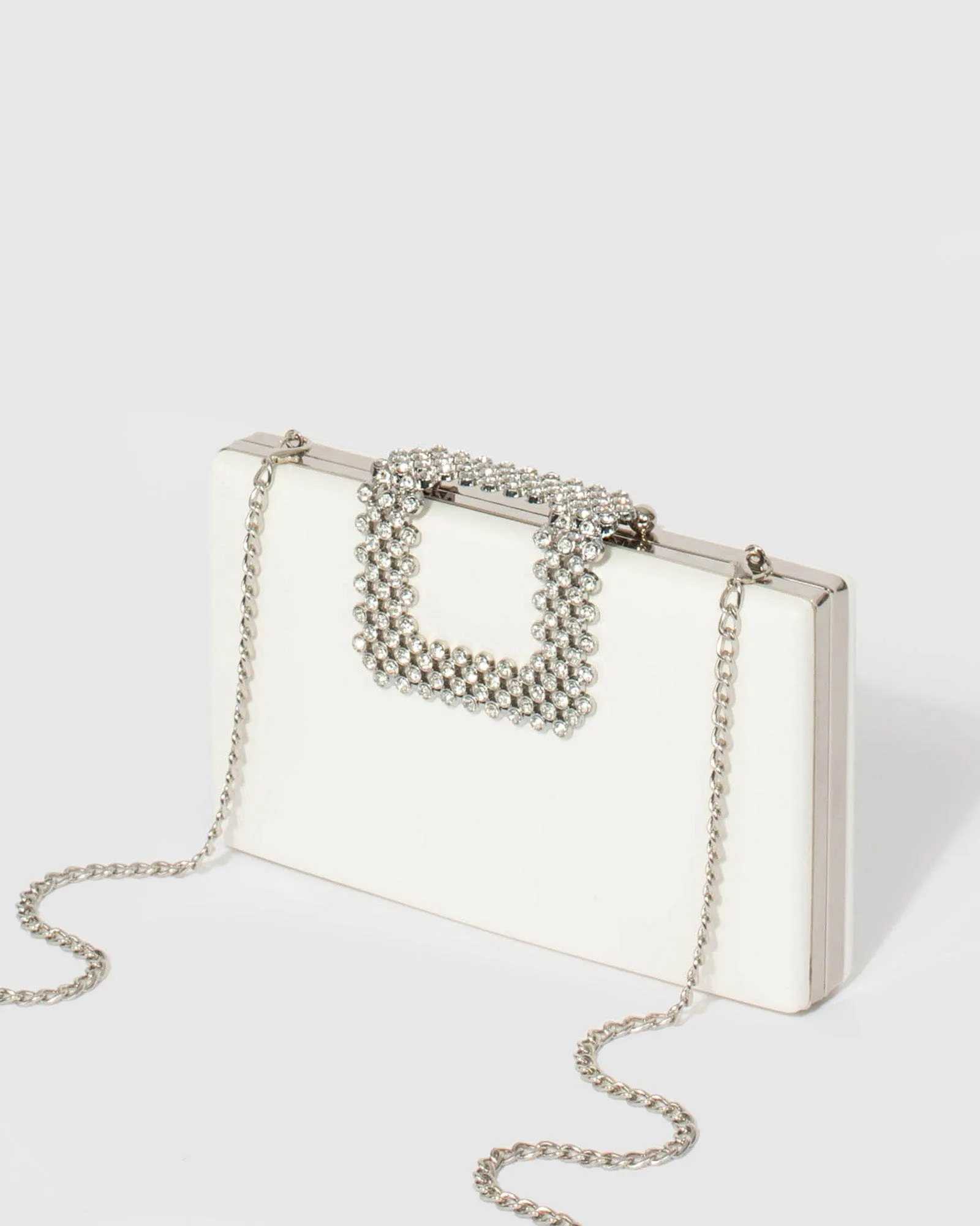 White Karima Crystal Clutch Bag