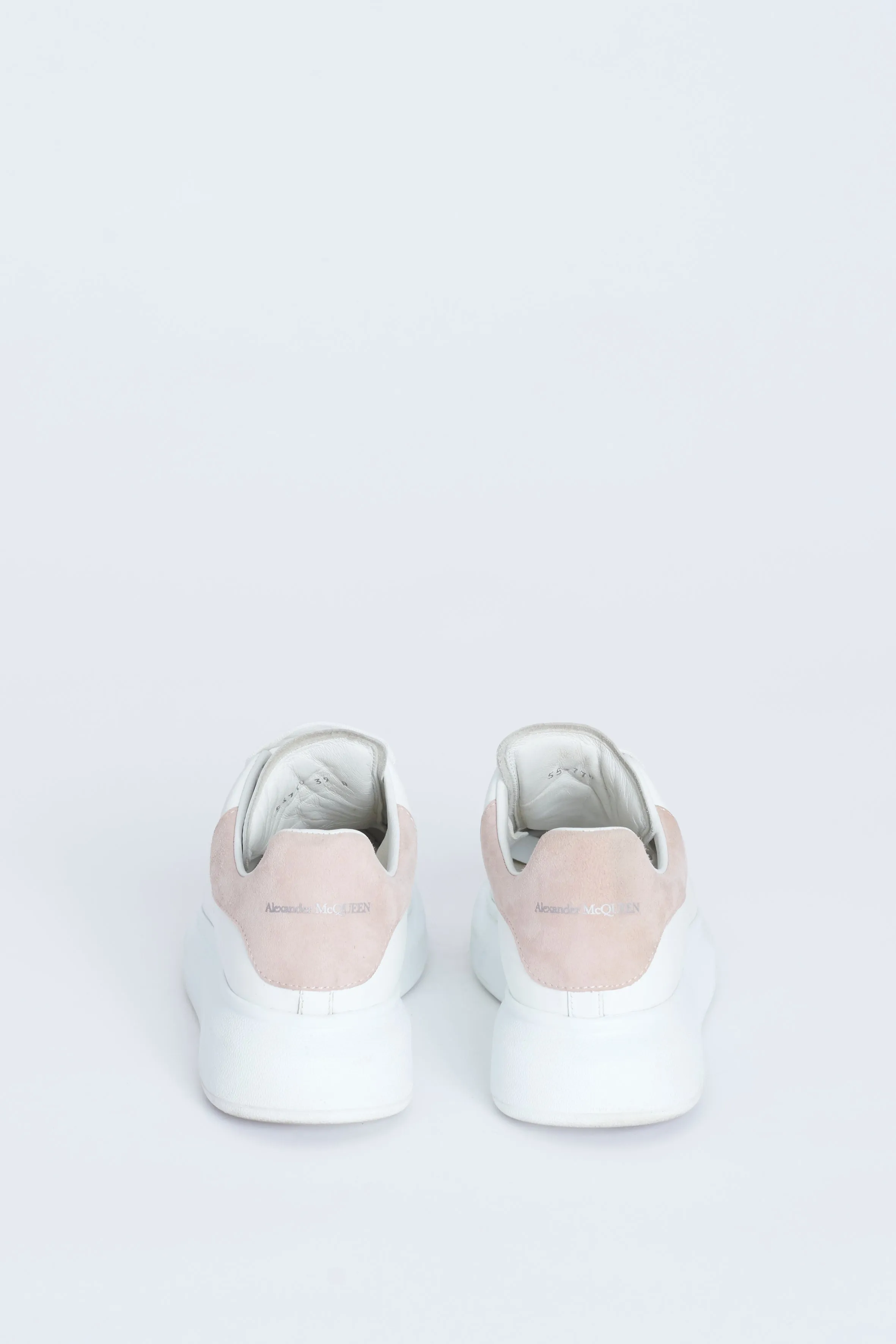 White Leather and Suede Preowned Platform Trainers