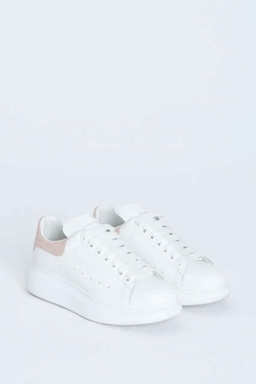 White Leather and Suede Preowned Platform Trainers