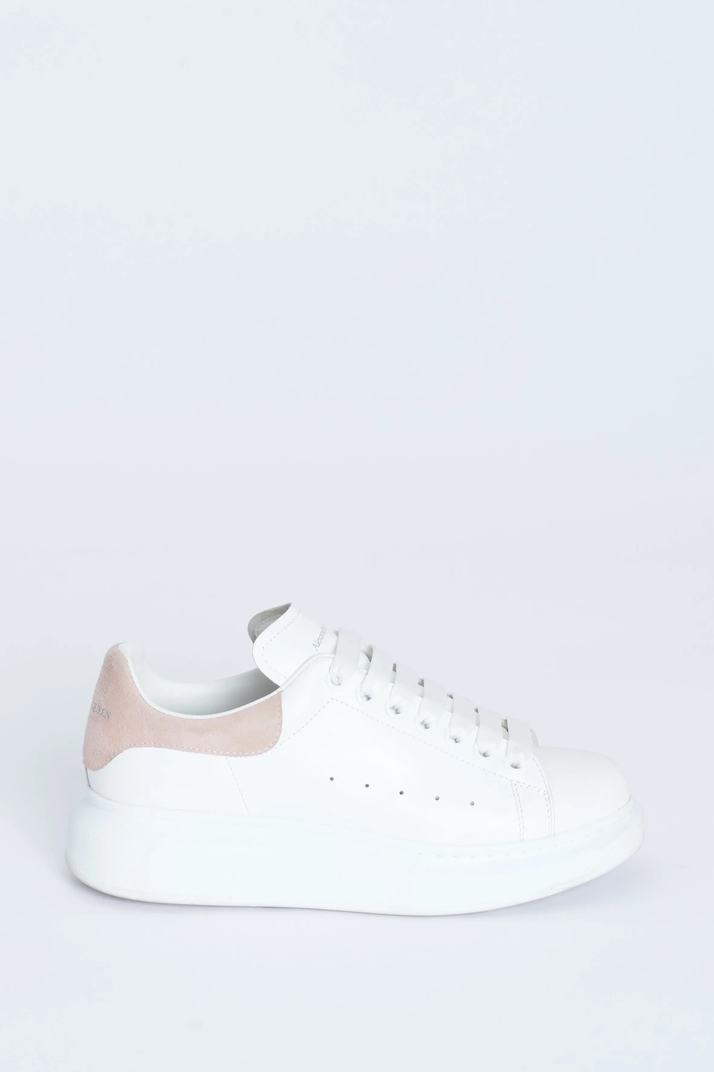 White Leather and Suede Preowned Platform Trainers