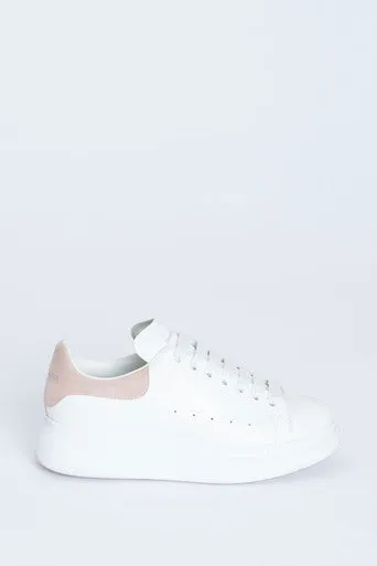White Leather and Suede Preowned Platform Trainers