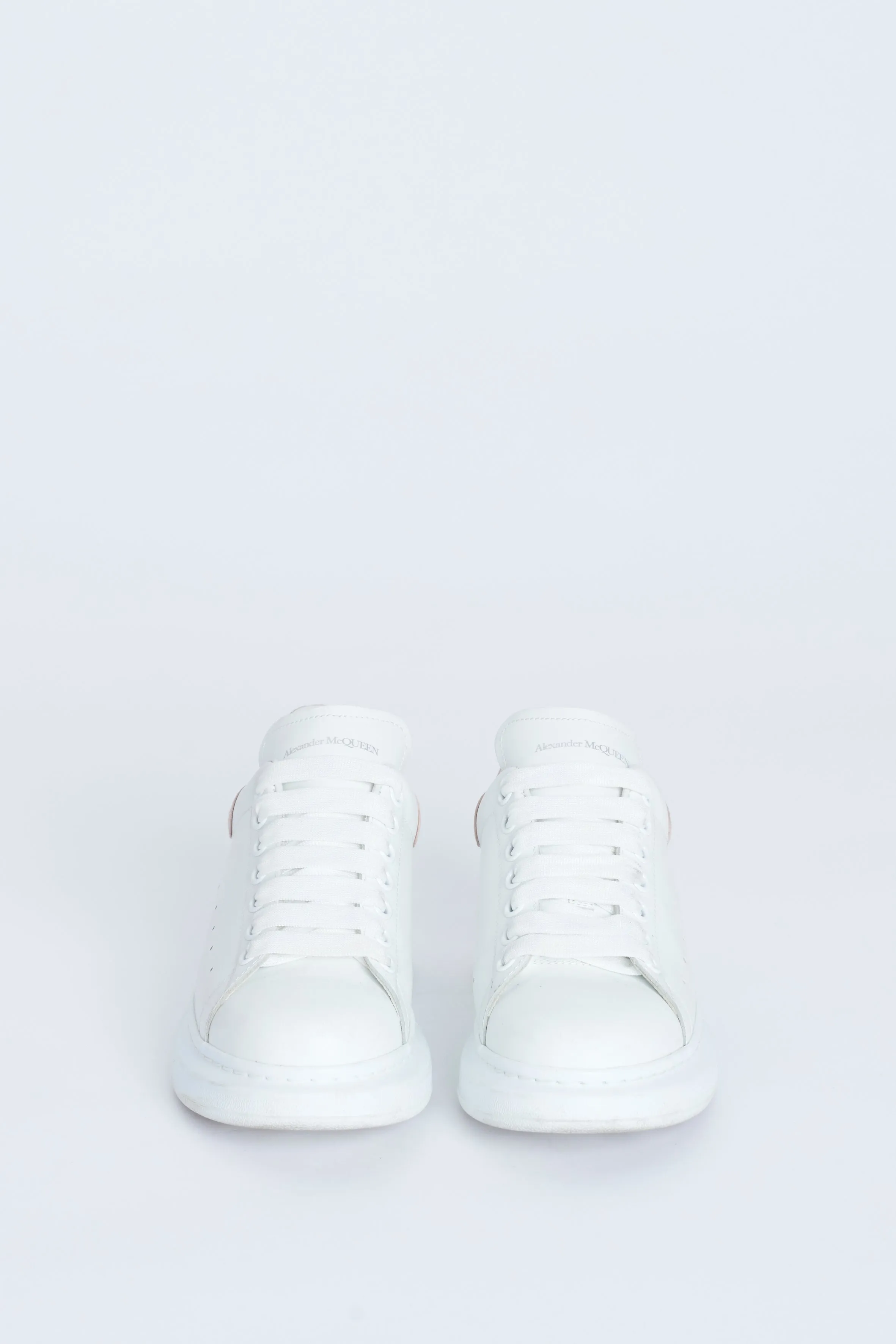 White Leather and Suede Preowned Platform Trainers