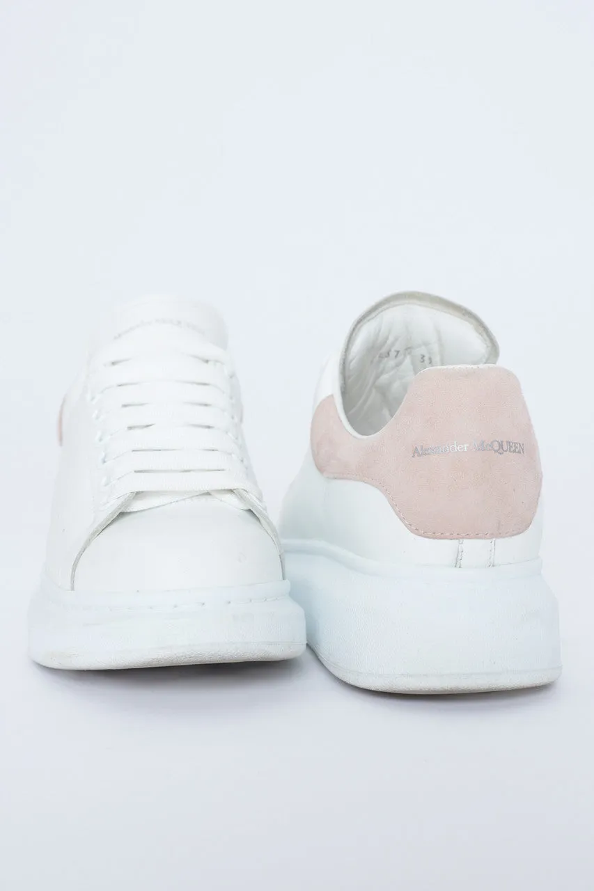 White Leather and Suede Preowned Platform Trainers