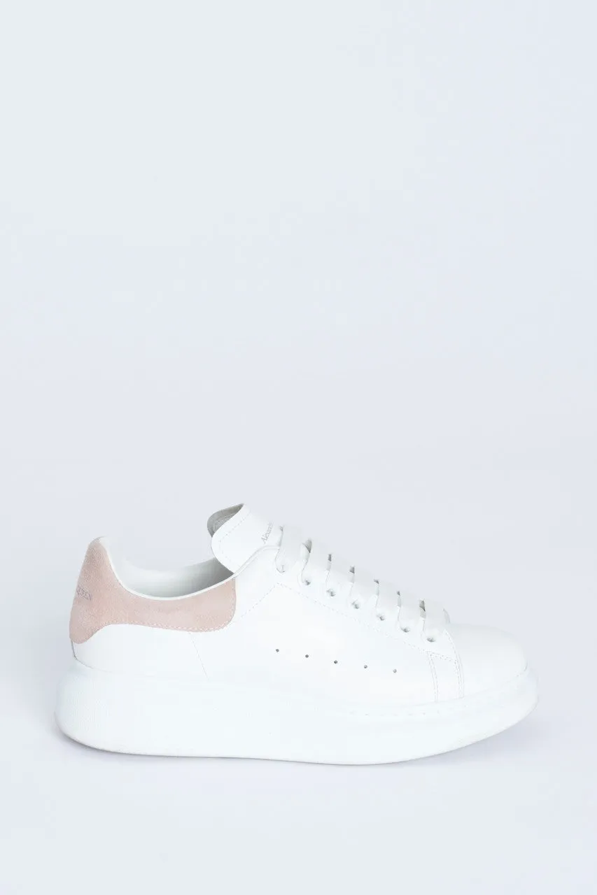 White Leather and Suede Preowned Platform Trainers