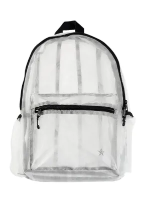 White Mesh Rebel Retro Backpack with Black Zipper