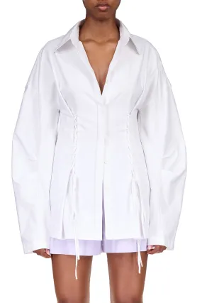 White Oxford Laced Button Down Shirt
