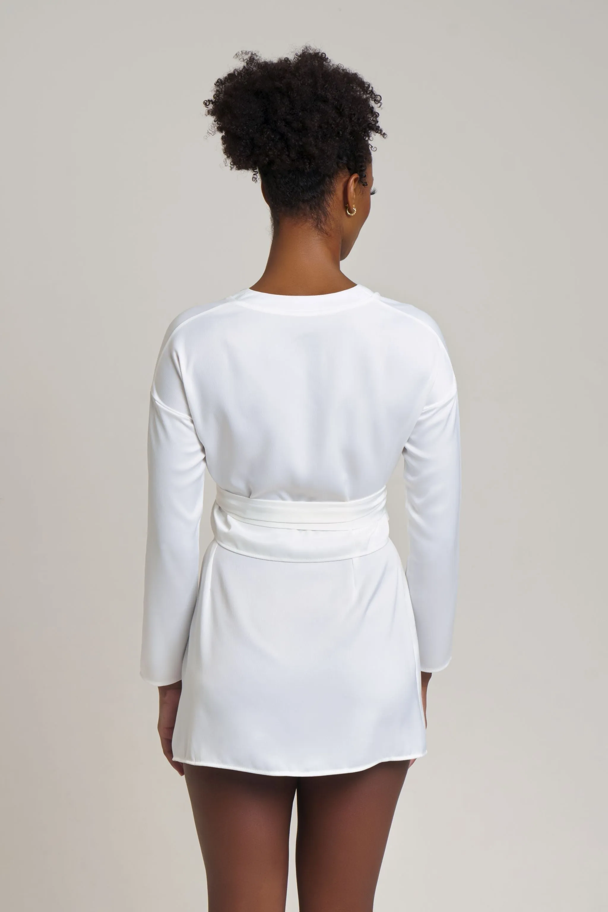 White Satin Mini Wrap Skirt